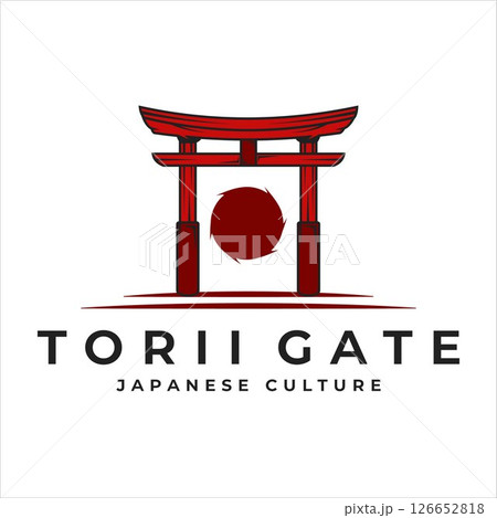 torii gate vintage minimalist vector logo illustration template design. japanese culture icon emblem label concept logo design 126652818