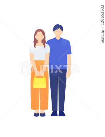 夏のデートを楽しむ若いカップル 全身ベクターイラスト素材 夏のデートを楽しむ若いカップル 全身ベクターイラスト素材 126652932