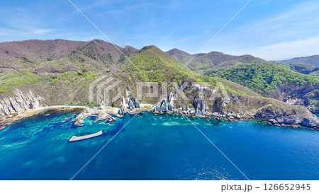 空撮「青森県」神秘的な風景が広がる仏ヶ浦 佐井村 空撮「青森県」神秘的な風景が広がる仏ヶ浦 佐井村 126652945