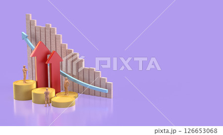 The Arrow gold coins and chart for Business concept 3d rendering. The Arrow gold coins and chart for Business concept 3d rendering. 126653068