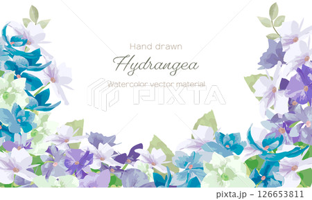 水彩で描いた紫陽花のフレーム 126653811
