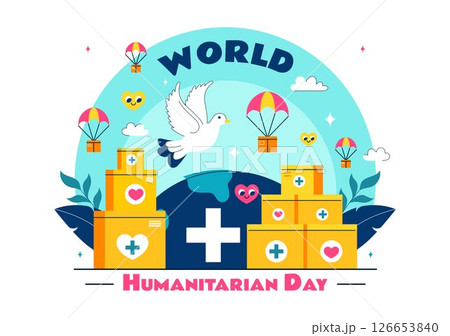 Vector Illustration for World Humanitarian Day Featuring Global Acts of Kindness, Charity, Volunteer Work, and Community Support in a Flat Background Vector Illustration for World Humanitarian Day Featuring Global Acts of Kindness, Charity, Volunteer Work, and Community Support in a Flat Background 126653840