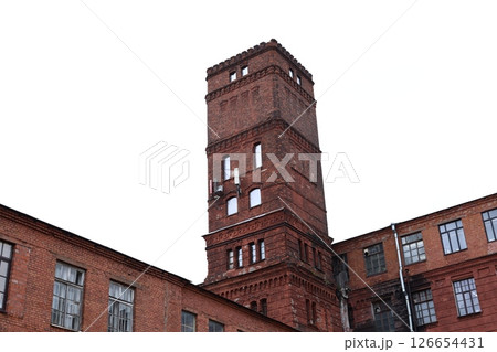 Historic Red Brick Tower Standing Tall in the Urban Landscape of the City and Its Surroundings 126654431