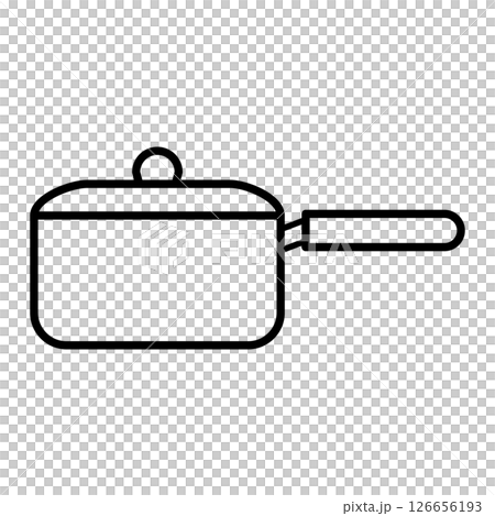 シンプルな線画の片手鍋（ソースパン）アイコン｜鍋,片手鍋,ソースパン,調理器具,キッチン用品 126656193