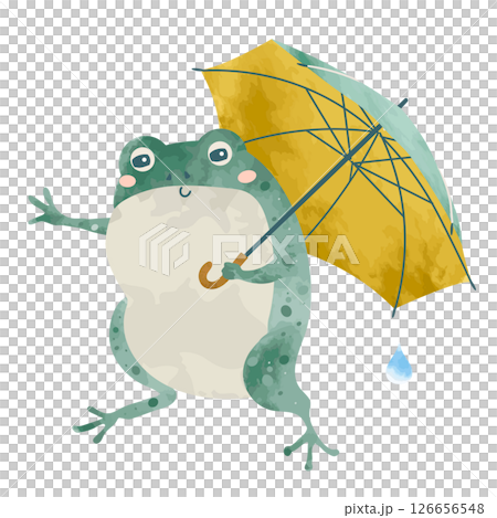一隻青蛙撐著傘的插圖 一隻青蛙撐著傘的插圖 126656548