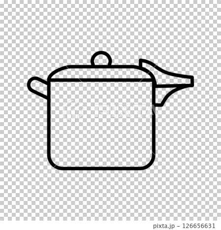 シンプルな線画の圧力鍋のアイコンイラスト｜圧力鍋,鍋,調理器具,ベクター 126656631