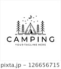 camping logo line art simple minimalist vector illustration template icon design. adventure and wanderlust symbol for activity outdoor summer camp 126656715