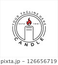 candle line art logo simple minimalist vector illustration template icon design with badge 126656719