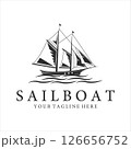 sailboat logo vintage vector illustration template icon design. nautical or marine concept yacht with ship at ocean 126656752