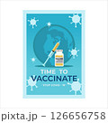injector and vaccine vintage poster illustration template design. medical and health care concept vector background  126656758