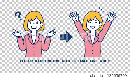 向量圖的一位女職員解決了她的問題_線寬可以編輯 向量圖的一位女職員解決了她的問題_線寬可以編輯 126656799