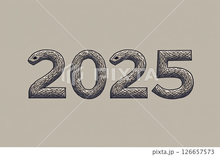 Snake-themed 2025 design for year of the snake celebrations or stylish wall art. AI generation Snake-themed 2025 design for year of the snake celebrations or stylish wall art. AI generation 126657573
