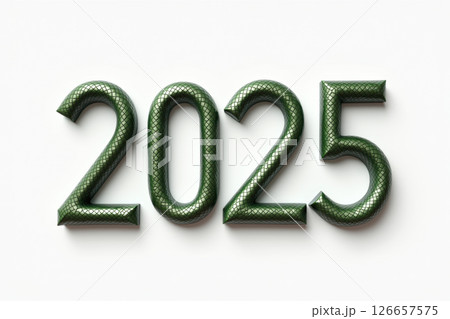 Futuristic 2025 green text design for new year celebration and graphic projects. AI generation 126657575