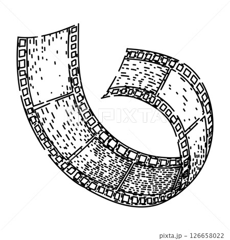 celluloid film reel sketch hand drawn vector 126658022