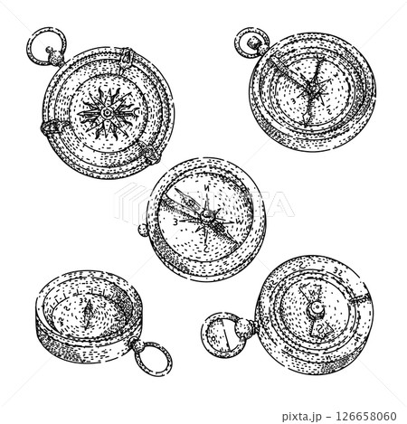 compass set sketch hand drawn vector 126658060