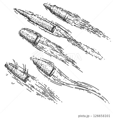 bullet flying set sketch hand drawn vector bullet flying set sketch hand drawn vector 126658101