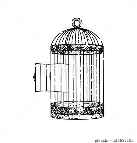 feeder birdcage sketch hand drawn vector 126658109