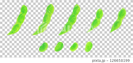 毛豆莢和豆子的模擬水彩插圖素材 126658199