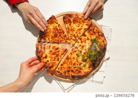 Khachapuri, concept of tasty food, tasty baking food Khachapuri, concept of tasty food, tasty baking food 126658276