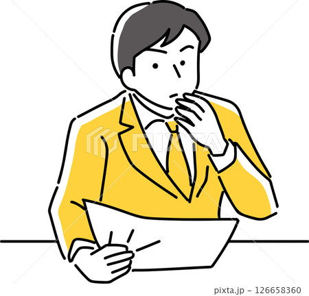 書類を見て考えるビジネスマン 書類を見て考えるビジネスマン 126658360