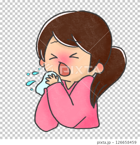 Health care illustration | Coughing girl Health care illustration | Coughing girl 126658459