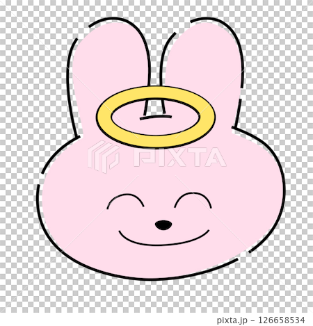 帶有天使光環的粉紅兔子插畫011 126658534