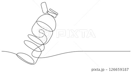 drinking water bottle open cap one line continuous minimalism drinking water bottle open cap one line continuous minimalism 126659187