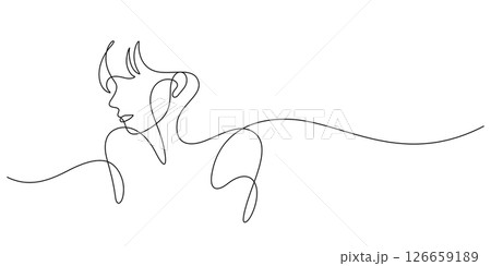 beauty woman posing one line drawing beauty woman posing one line drawing 126659189
