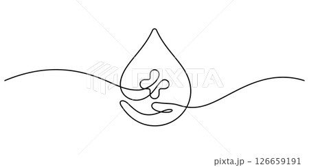 blood donation hand giving cross sign one line continuous 126659191