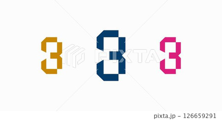 Cool and modern number 3 logo design Cool and modern number 3 logo design 126659291