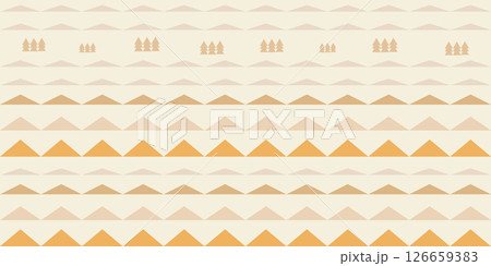 Repeating pattern of triangles in various shades of yellow, creating a sense of depth and dimension look like mountain and trees. Geometric Tribal stripe ideal for background,textile print,card 126659383