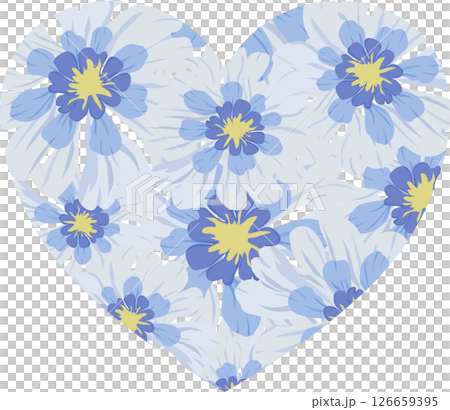 Floral heart shape, blue flowers Floral heart shape, blue flowers 126659395