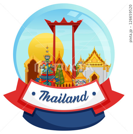 Thailand Landmarks in a Snow Globe Illustration Thailand Landmarks in a Snow Globe Illustration 126659520