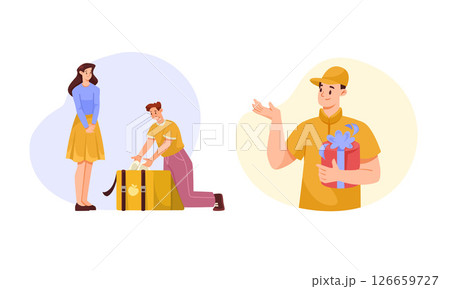 Heartwarming Gift Delivery and Packing Scenario for Celebrating Special Moments Heartwarming Gift Delivery and Packing Scenario for Celebrating Special Moments 126659727
