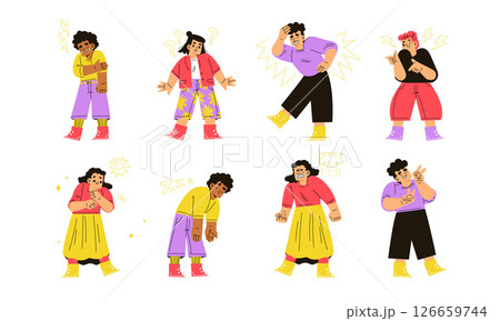 Vibrant and Colorful Dance Illustrations Featuring a Wide Range of Diverse Characters 126659744