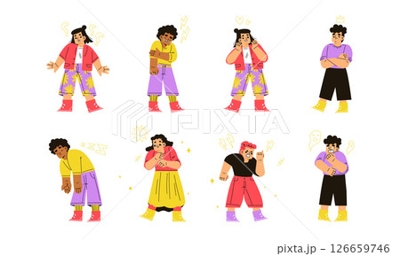 Stylized Characters That Express a Variety of Different Emotions and Feelings Beautifully Stylized Characters That Express a Variety of Different Emotions and Feelings Beautifully 126659746