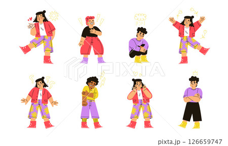 Dynamic Pixel Art Characters in Various Poses for Depicting a Range of Emotions and Styles Dynamic Pixel Art Characters in Various Poses for Depicting a Range of Emotions and Styles 126659747