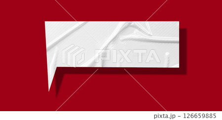 White speech bubble crumpled paper isolated on red background 126659885