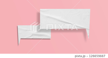 White crumpled speech bubble paper isolated on pink background White crumpled speech bubble paper isolated on pink background 126659887