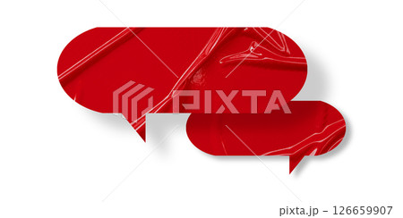 Red speech bubble crumpled paper isolated on transparent background Red speech bubble crumpled paper isolated on transparent background 126659907