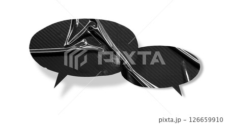 Black speech bubble crumpled paper isolated on transparent background 126659910