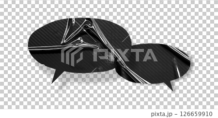 Black speech bubble crumpled paper isolated on transparent background 126659910