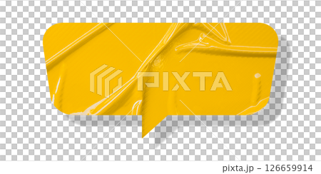 Yellow speech bubble crumpled paper isolated on transparent background 126659914