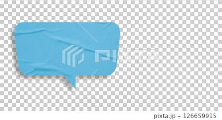 Light blue speech bubble crumpled paper isolated on transparent background 126659915