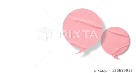 Pink speech bubble crumpled paper isolated on transparent background Pink speech bubble crumpled paper isolated on transparent background 126659918