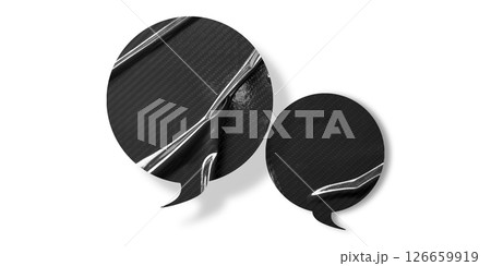 Black speech bubble crumpled paper isolated on transparent background 126659919