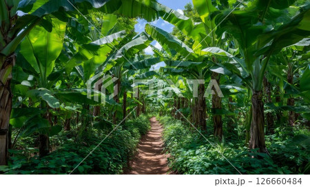 Lush Green Banana Plantation Path 126660484