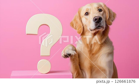 疑問のポーズをとるゴールデンレトリバー 126661876