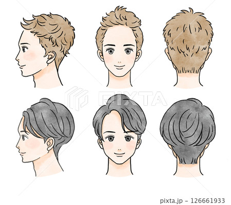 男性ヘアカットの頭部のイラスト 126661933