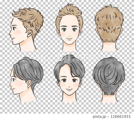 男性ヘアカットの頭部のイラスト 126661933